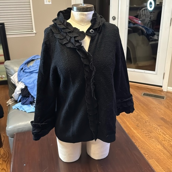 Moth Anthropologie black wool knit sweater size large - Picture 1 of 3